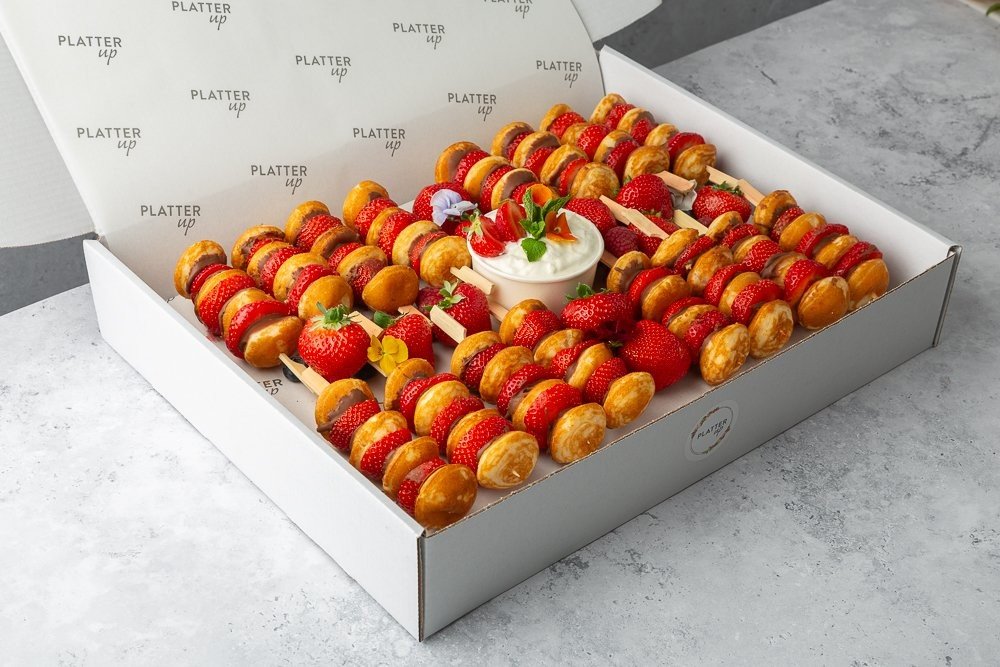 Strawberries and Chocolate Pancake Skewer Platter - 16 Skewers