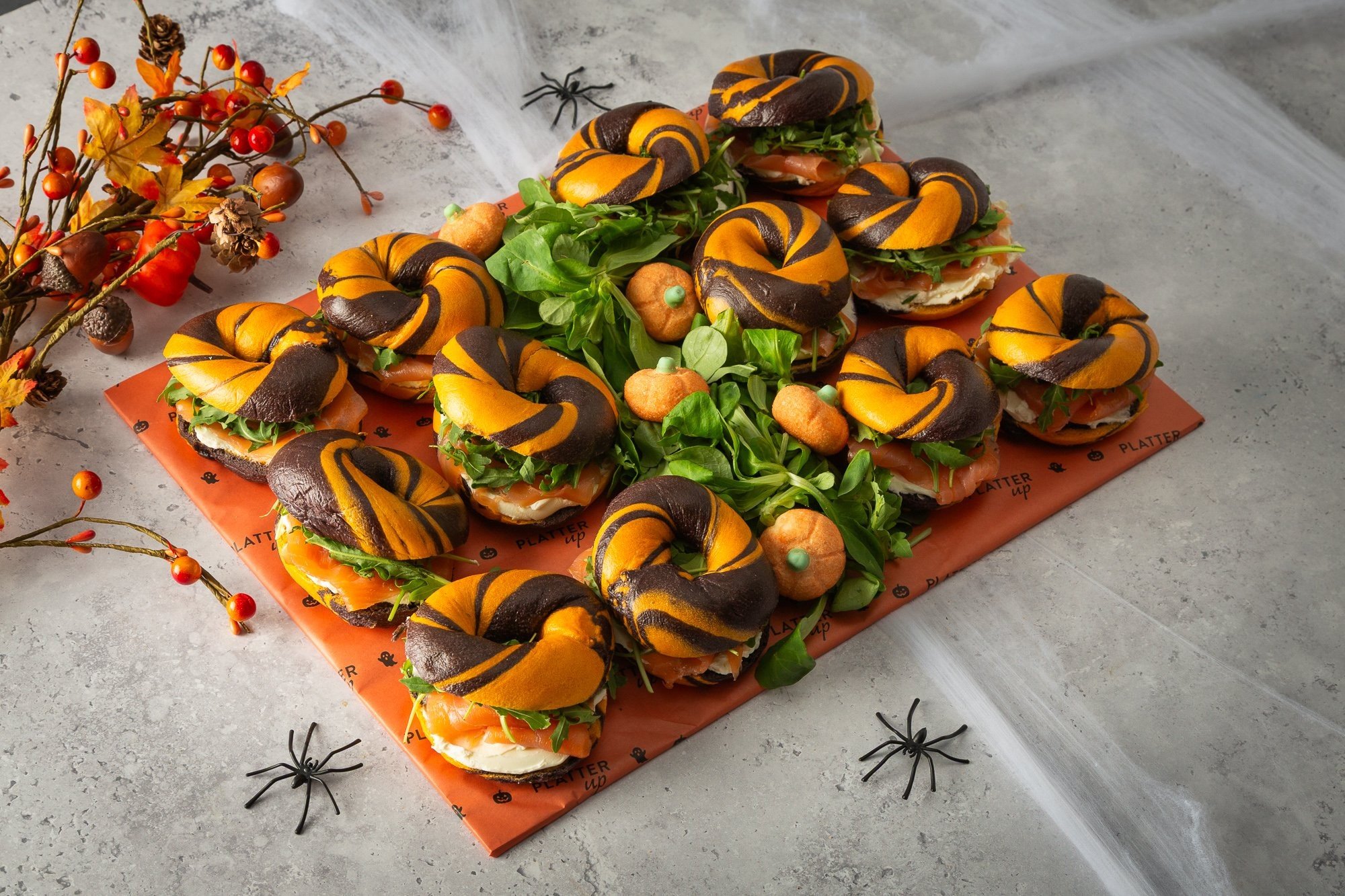Smoked Salmon and Cream Cheese  Halloween Bagels – 12