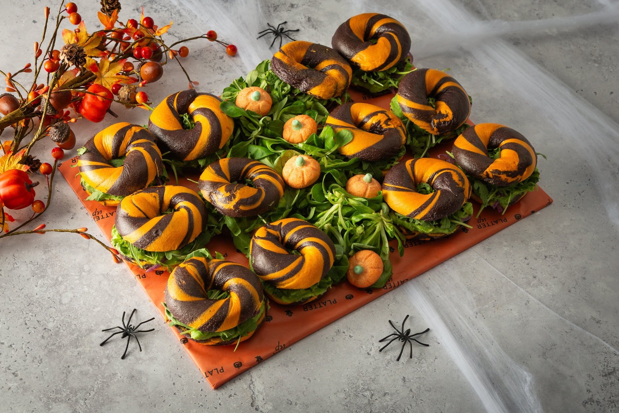Vegan Smashed Avocado Halloween Bagels