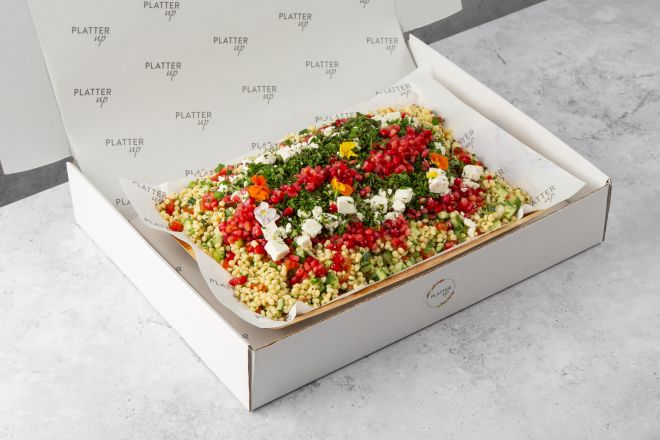 Tabbouleh Salad with Pearl Couscous, Fresh Herbs, Feta and Pomegranate 