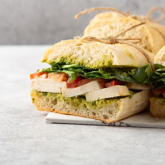 Roast Chicken, Tomato, Pesto and Rocket Ciabatta - 12