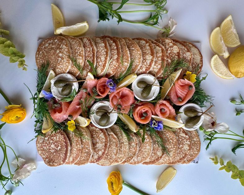 Smoked Salmon and Cream Cheese Pancake Platter - 22