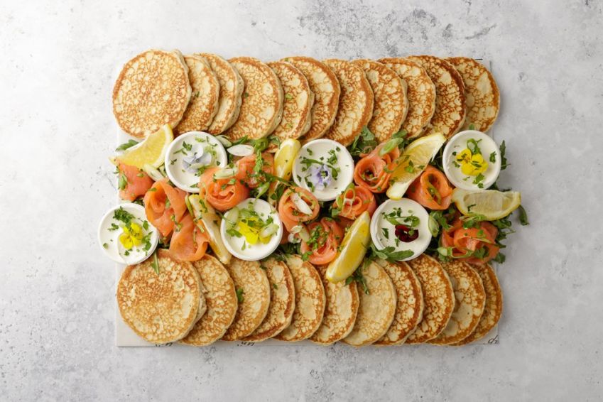 Pancake Platter with Smoked Salmon and Cream Cheese - 22 Pancakes