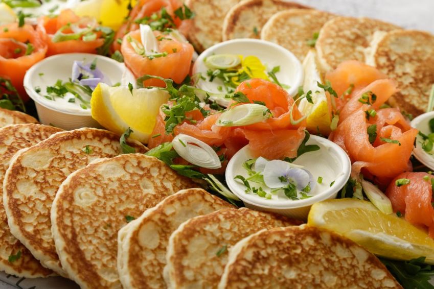 Pancake Platter with Smoked Salmon and Cream Cheese - 22 Pancakes