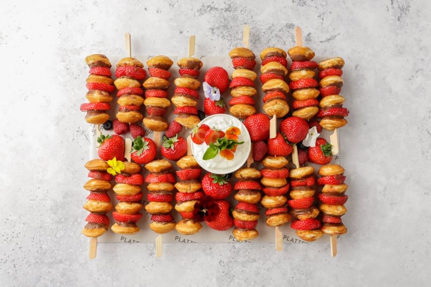 Strawberries and Chocolate Pancake Skewer Platter - 16 Skewers