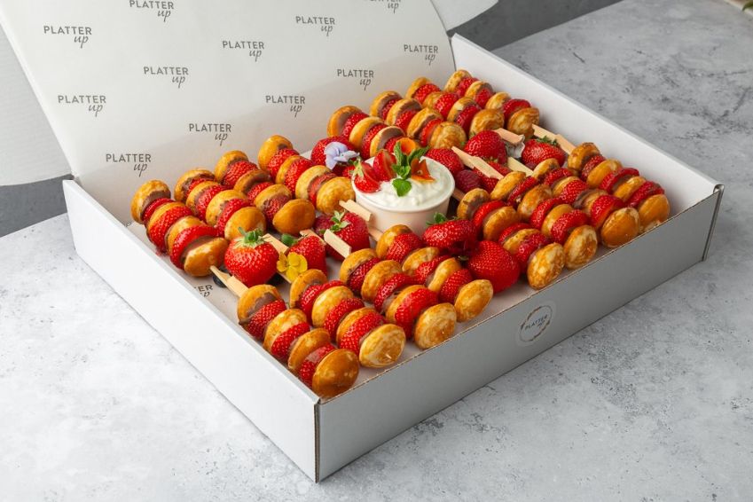 Strawberries and Chocolate Pancake Skewer Platter - 16 Skewers