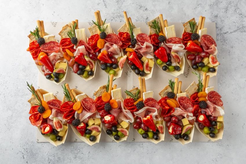 Charcuterie Boats with Wheat Crackers and Grissini - 12 