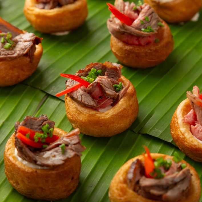 Yorkshire Pudding filled with Roast Beef, Horseradish Cream and Chopped Chives - 30