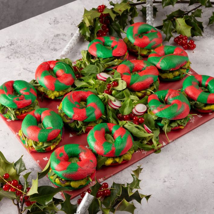 Vegan Smashed Avocado Christmas  Bagel Platter