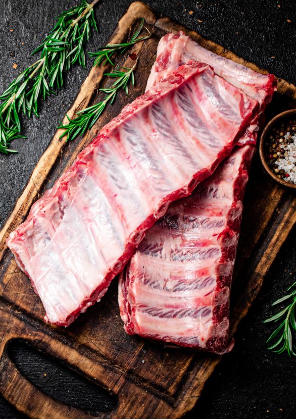Whole Rack of Ribs Marinated and Trimmed 