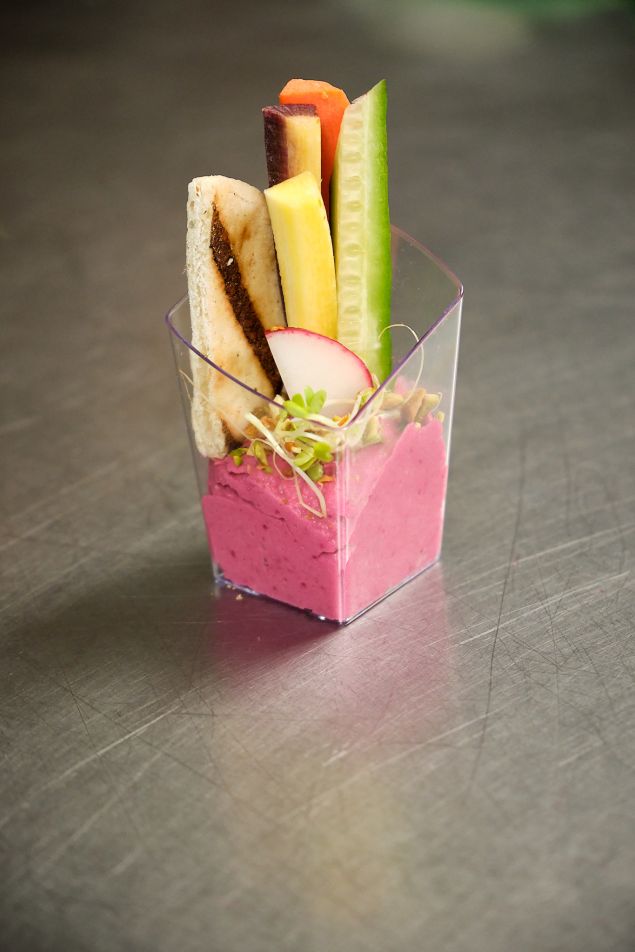 Roasted Beet Hummus Shooters