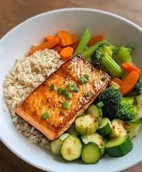Honey garlic salmon with wild rice and zucchini