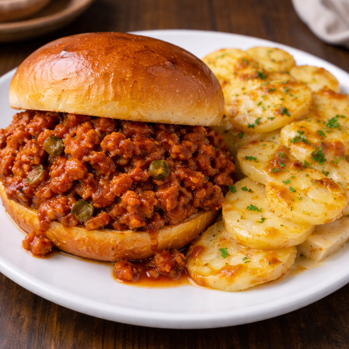 Sloppy joes with scalloped potatoes