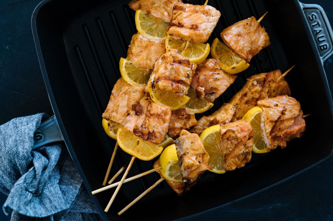 Grilled Salmon Shish Kabobs