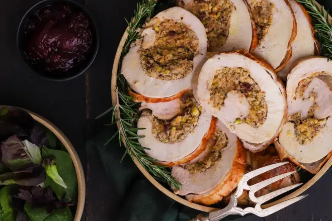 Cranberry and Pistachio Stuffed Turkey Breast